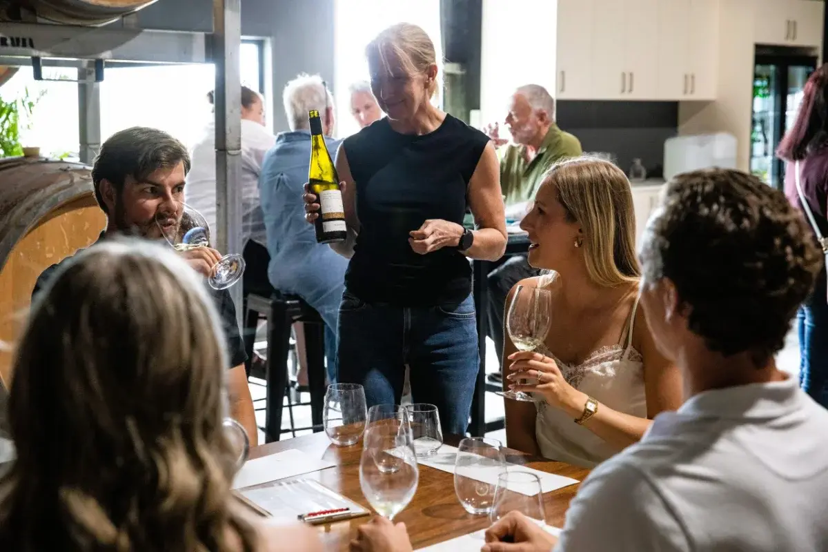 A tasting among the barrels at The Little Wine Company, Broke
